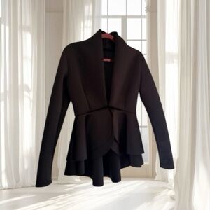 Win Win Black Layered Peplum Blouse Size L